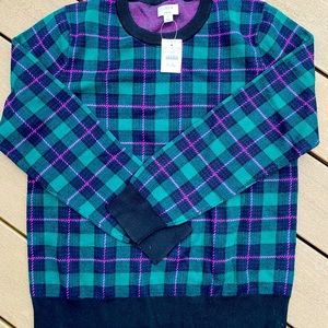 J Crew crew neck plaid sweater